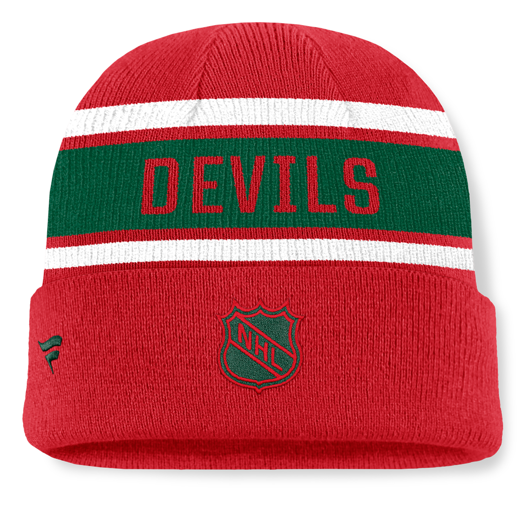 New Jersey Devils Fanatics Heritage Cuffed Knit Hat - Red/Green
