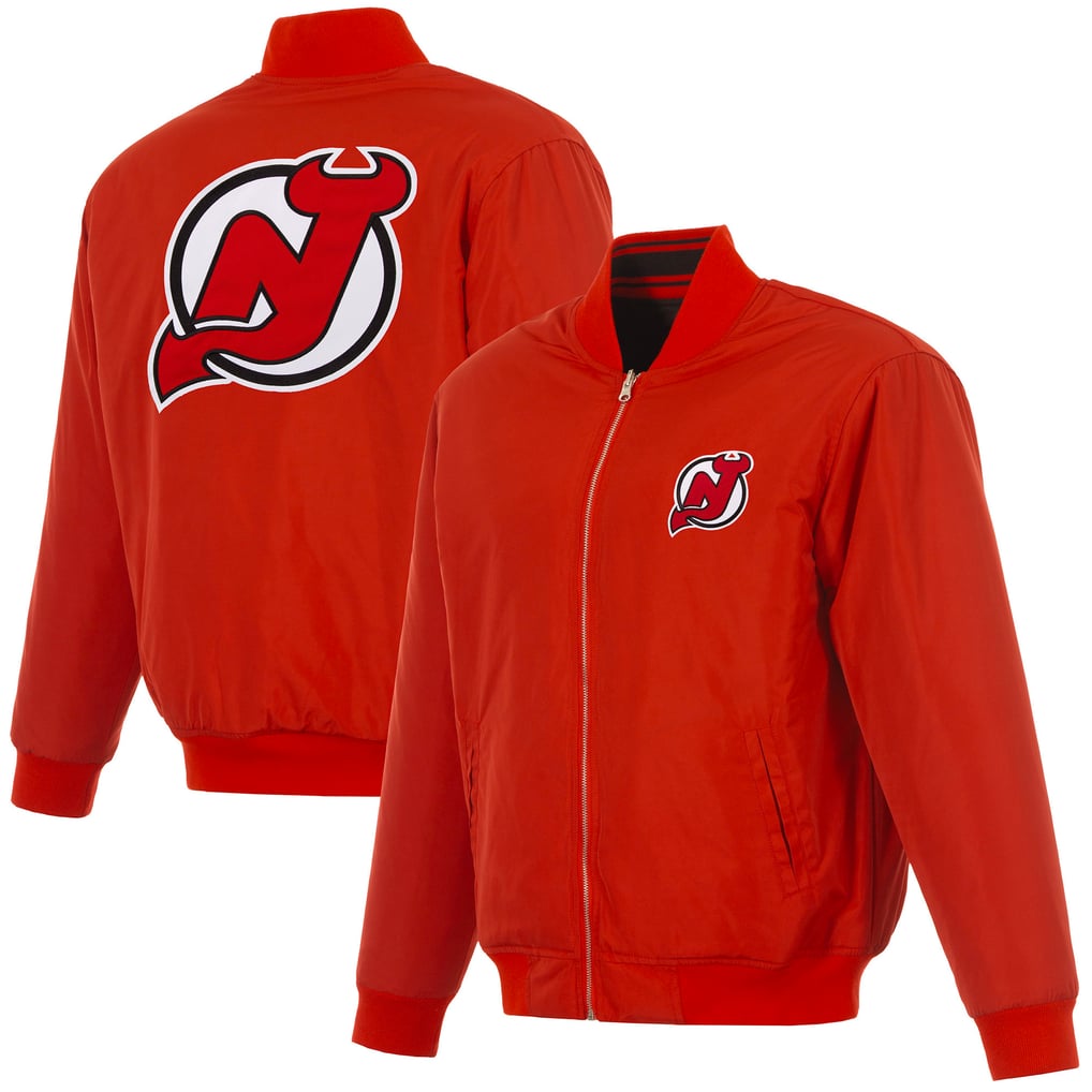 New Jersey Devils JH Design Full-Zip Reversible Flight Jacket - Red