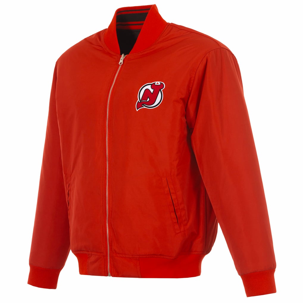 New Jersey Devils JH Design Full-Zip Reversible Flight Jacket - Red