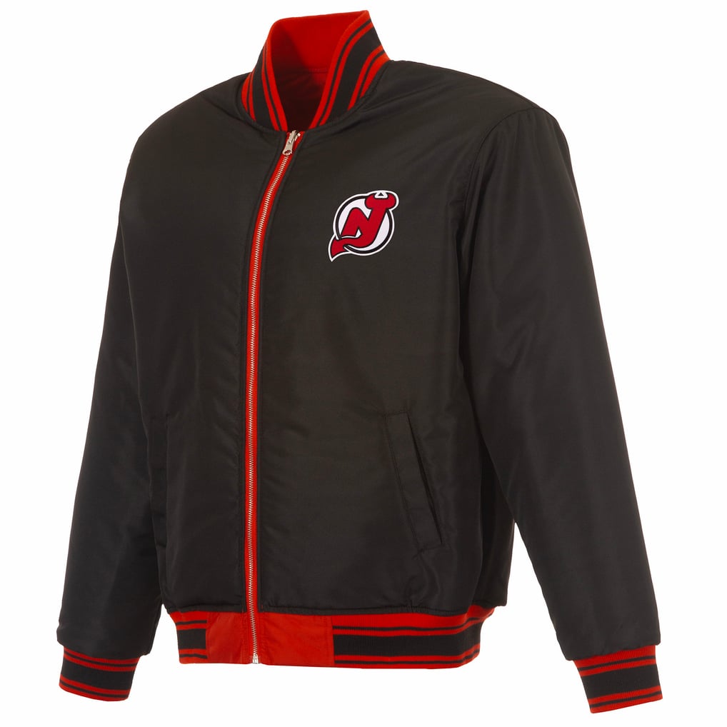 New Jersey Devils JH Design Full-Zip Reversible Flight Jacket - Red