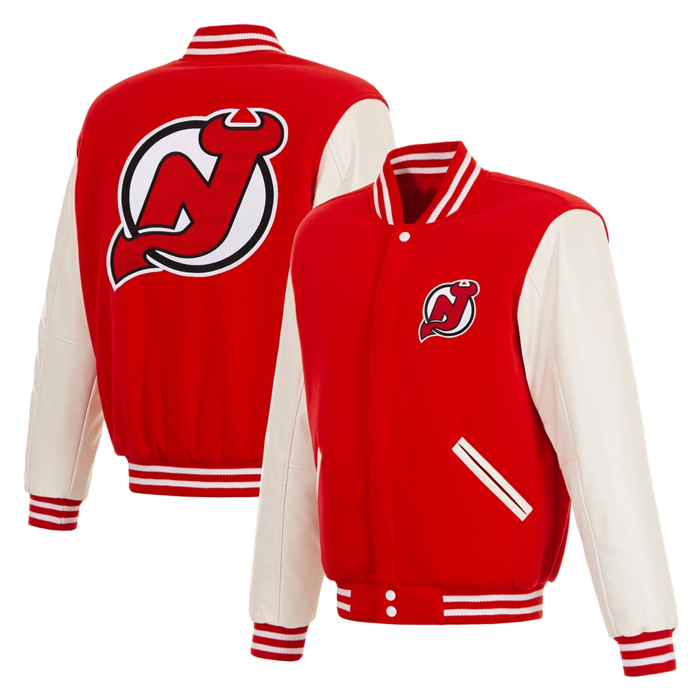 New Jersey Devils JH Design Reversible Varsity Full-Snap Jacket - Red/White