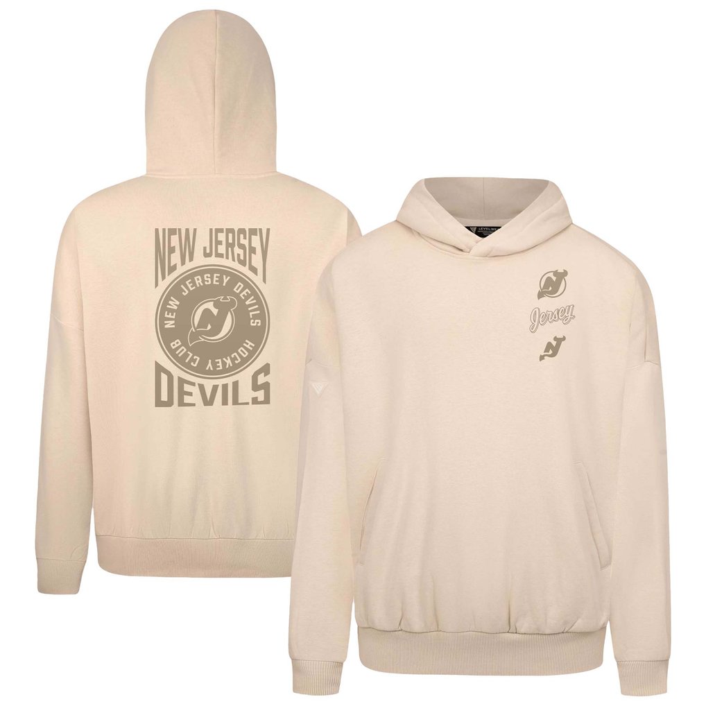 New Jersey Devils Levelwear Contact Stamp Pullover Hoodie - Cream