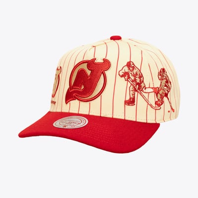  New Jersey Devils Mitchell & Ness Retro Roots Vintage Stripe Pro Snapback Hat - Cream