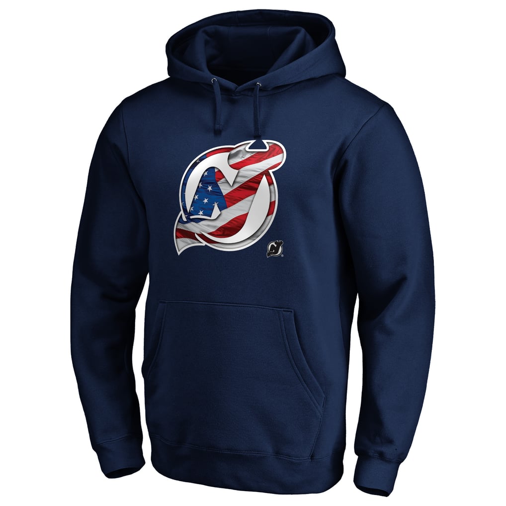 New Jersey Devils Banner Wave Logo Pullover Hoodie - Navy