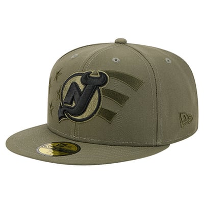  New Jersey Devils New Era Military Appreciation Flag 59FIFTY Fitted Hat - Olive