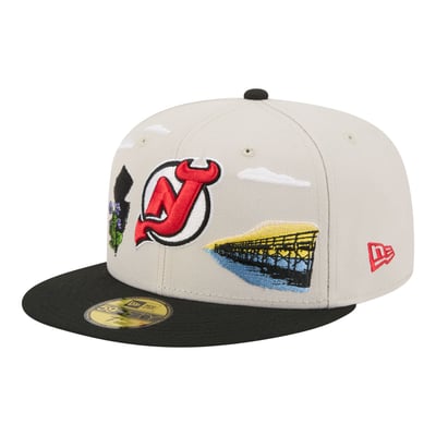  New Jersey Devils New Era Localized City Icon 59FIFTY Fitted Hat - Tan/Black