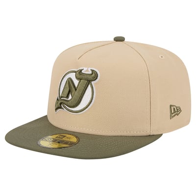 New Jersey Devils New Era Color Pack Two-Tone 59FIFTY A-Frame Fitted Hat - Tan/Olive