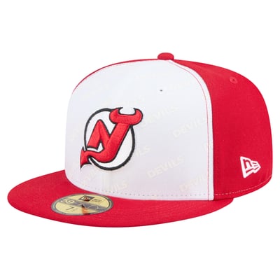 New Jersey Devils New Era Repeat Two-Tone 59FIFTY Fitted Hat - White/Red