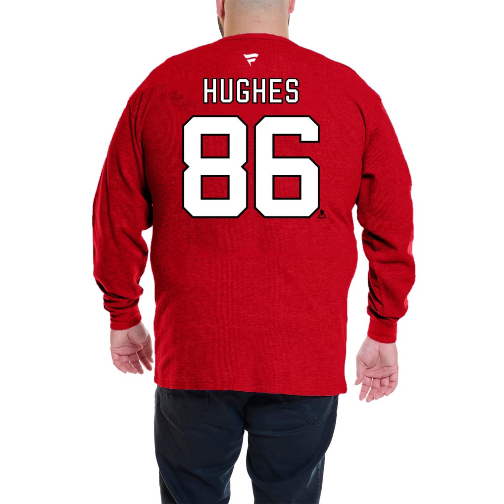 Jack Hughes New Jersey Devils Profile Big & Tall Name & Number Thermal Pullover Sweatshirt - Red