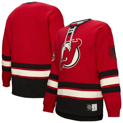 New Jersey Devils Heritage Lace-Up Pullover Sweatshirt - Red