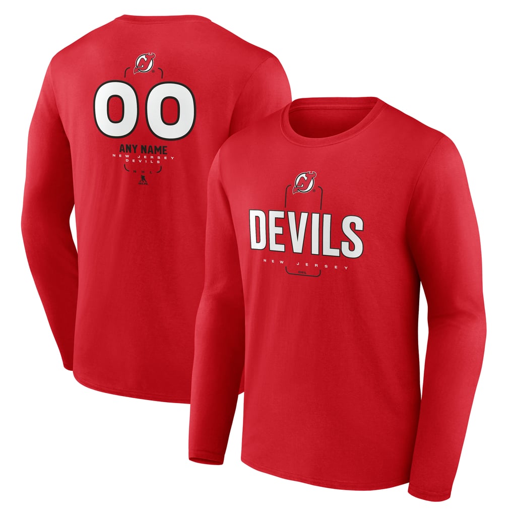 New Jersey Devils Personalized Name & Number Midfielder Long Sleeve T-Shirt - Red