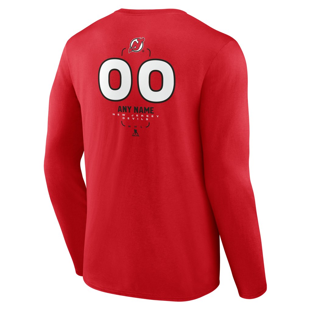 New Jersey Devils Personalized Name & Number Midfielder Long Sleeve T-Shirt - Red