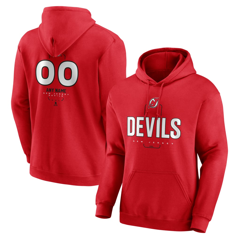New Jersey Devils Personalized Name & Number Midfielder Pullover Hoodie - Red