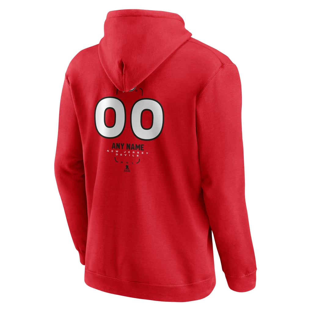 New Jersey Devils Personalized Name & Number Midfielder Pullover Hoodie - Red