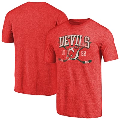 New Jersey Devils Vintage Collection Line Shift Tri-Blend T-Shirt - Red