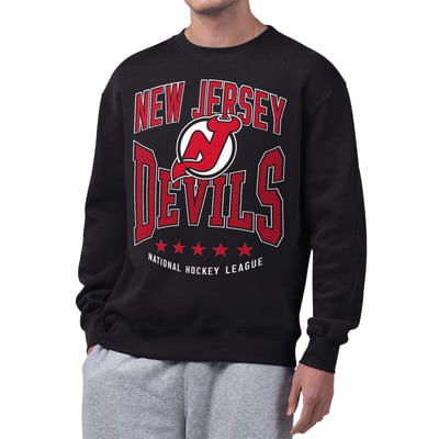 New Jersey Devils Starter Center Squeeze Tri-Blend Fleece Sweatshirt - Black