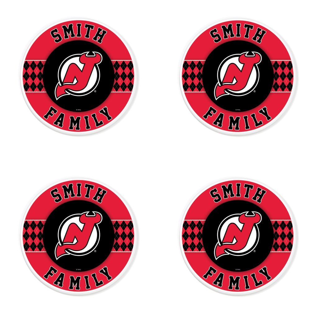 New Jersey Devils 4" Personalized Circular Coasters 4-Pack Set
