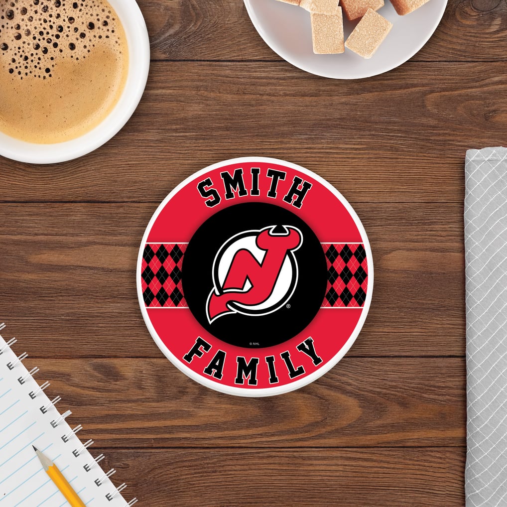 New Jersey Devils 4" Personalized Circular Coasters 4-Pack Set