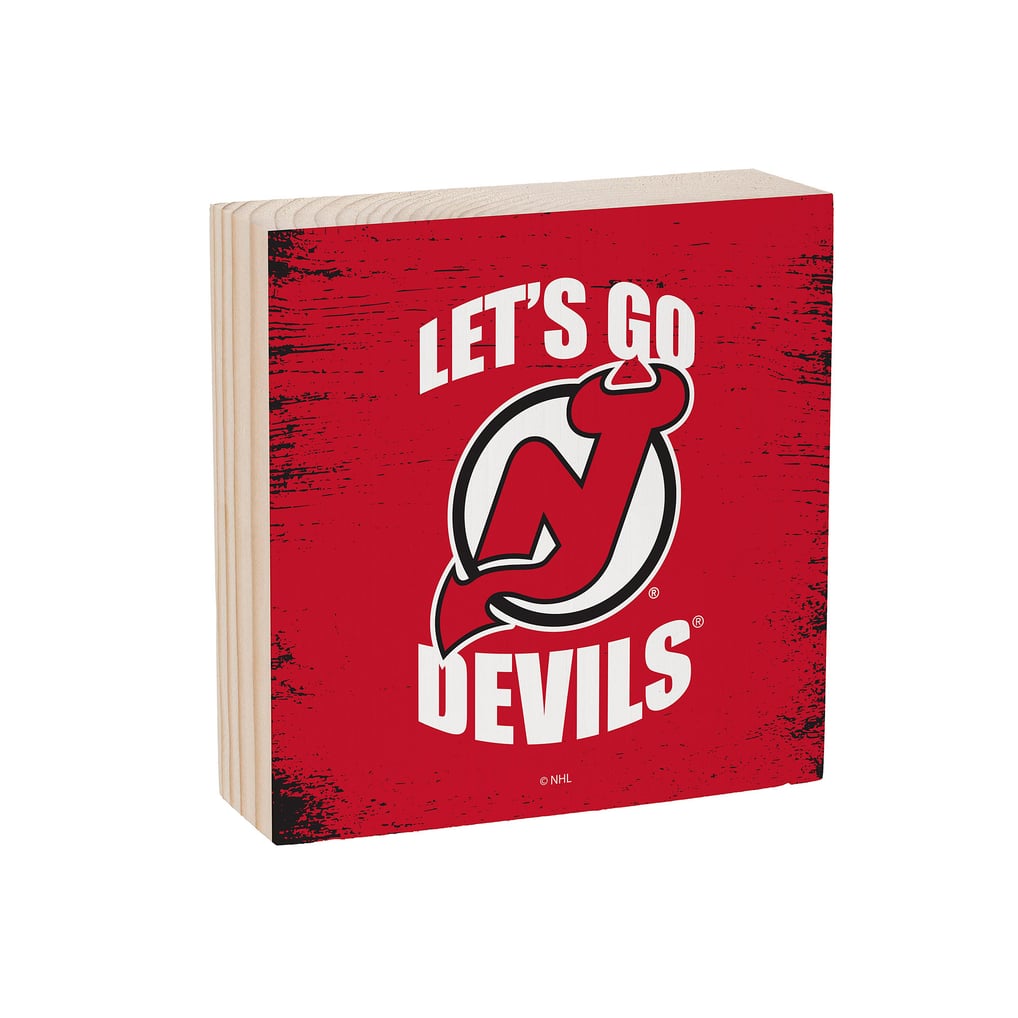New Jersey Devils 6" Square Fan Chant Wood Block Shelf Sign