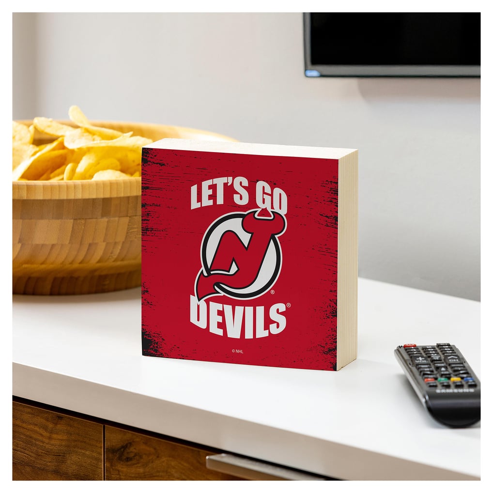 New Jersey Devils 6" Square Fan Chant Wood Block Shelf Sign