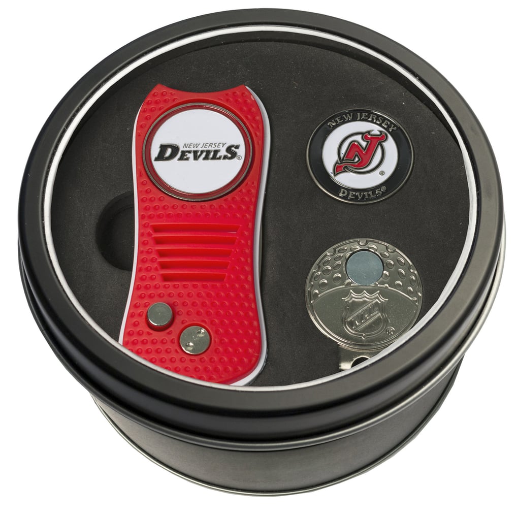 New Jersey Devils Divot Tool, Ball Marker & Cap Clip Personalized Tin Gift Set