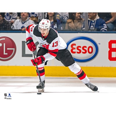 Nico Hischier New Jersey Devils Fanatics Authentic Unsigned White Jersey Skating Photograph