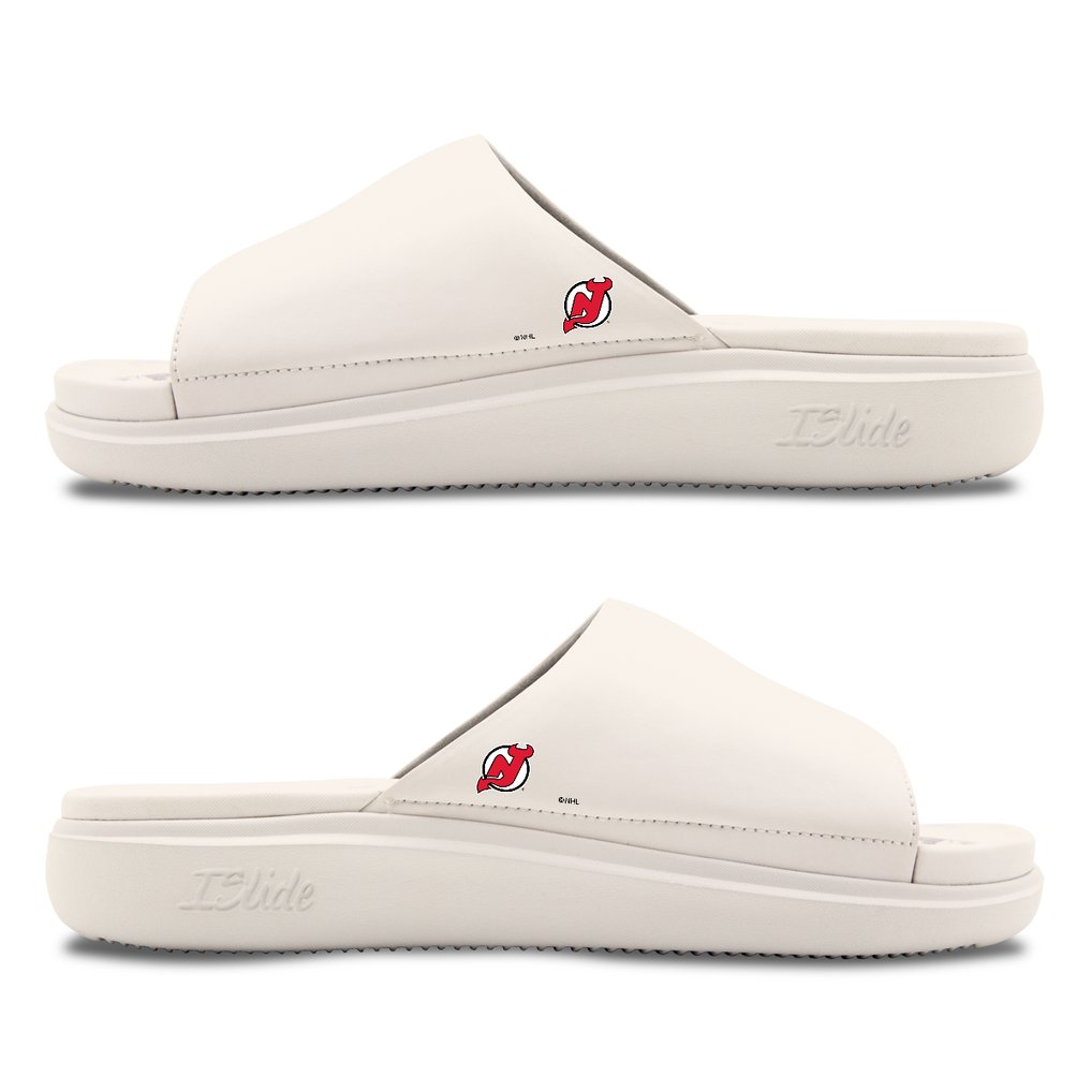 New Jersey Devils ISlide Unisex Minimalistic Motive Slide Sandals - Cream