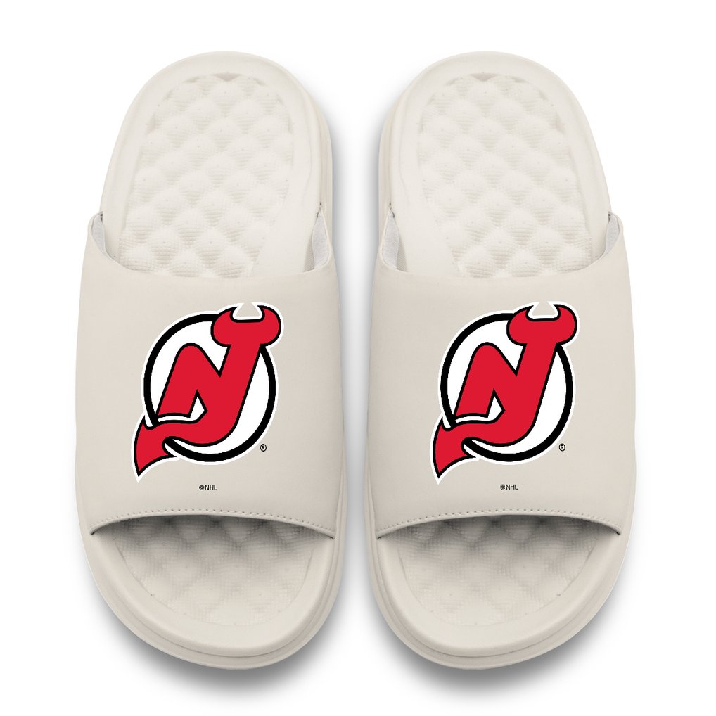 New Jersey Devils ISlide Unisex Primary Motive Slide Sandals - Cream