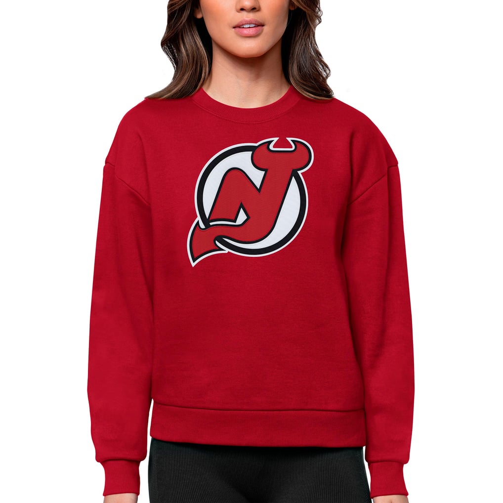 New Jersey Devils Antigua Women's Team Logo Victory Crewneck Pullover Sweatshirt - Red