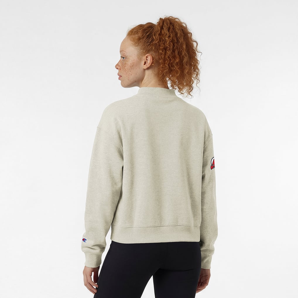  New Jersey Devils Champion Women's Collar Script Triumph Fleece Crewneck Sweatshirt - Oatmeal
