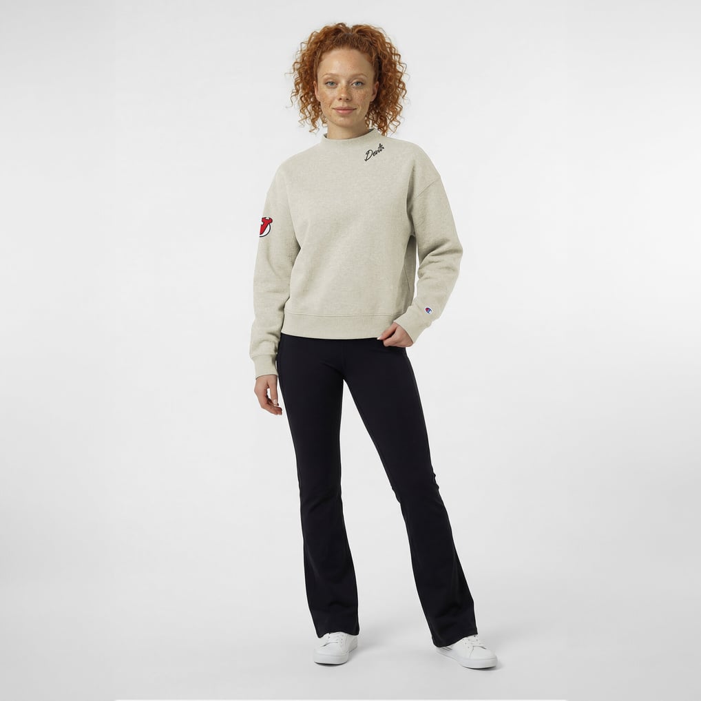 New Jersey Devils Champion Women's Collar Script Triumph Fleece Crewneck Sweatshirt - Oatmeal
