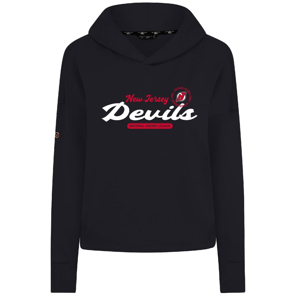  New Jersey Devils Levelwear Women's Sweet Monument Tri-Blend Cropped Pullover Hoodie - Black