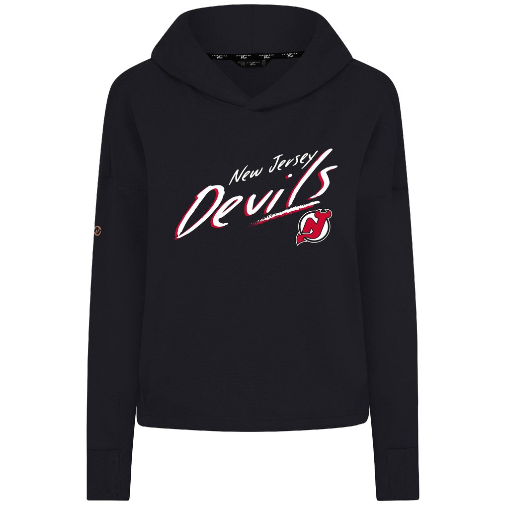  New Jersey Devils Levelwear Women's Sweet Sizzle Tri-Blend Cropped Pullover Hoodie - Black