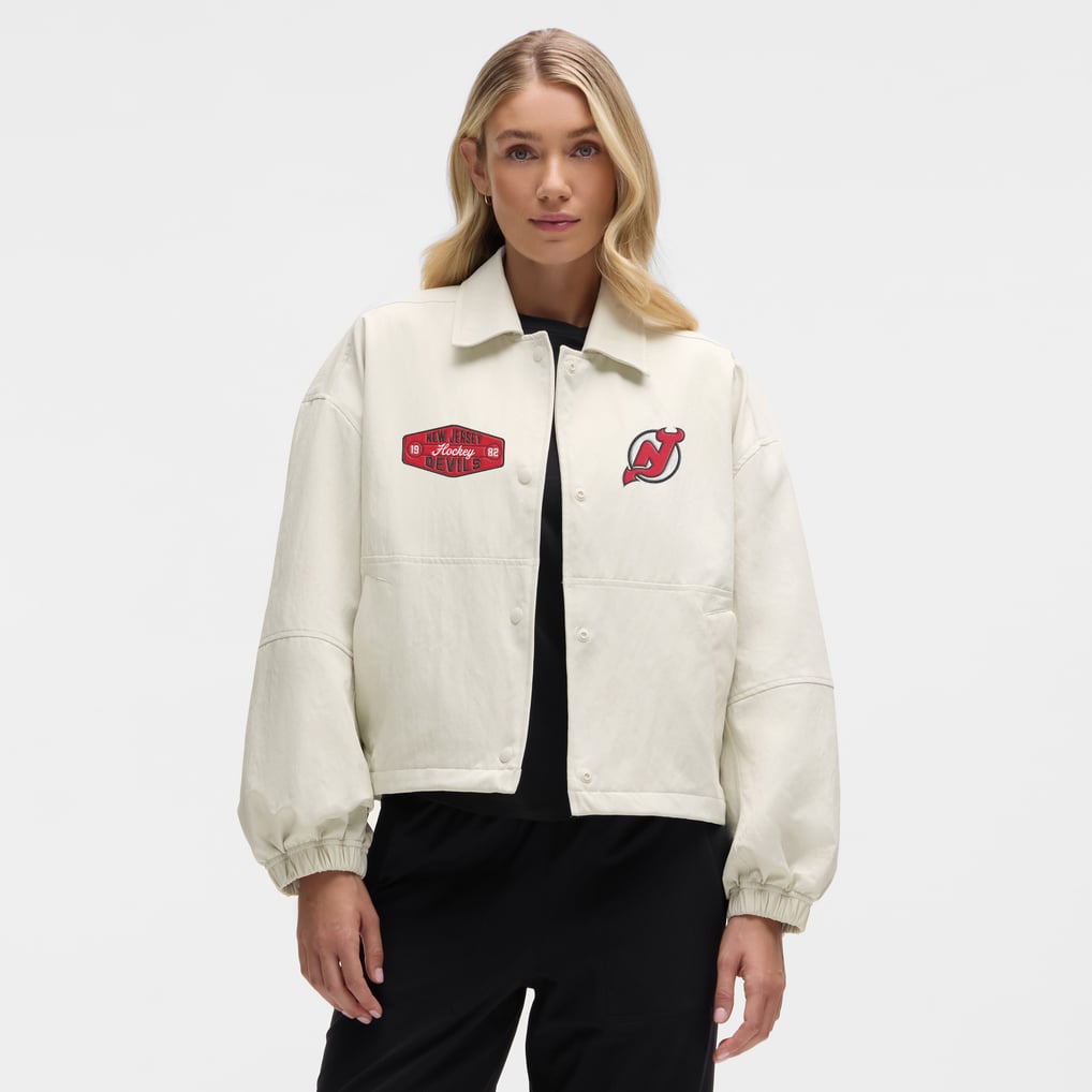 New Jersey Devils lululemon Women's Coach's Full-Button Jacket - Heathered Bone