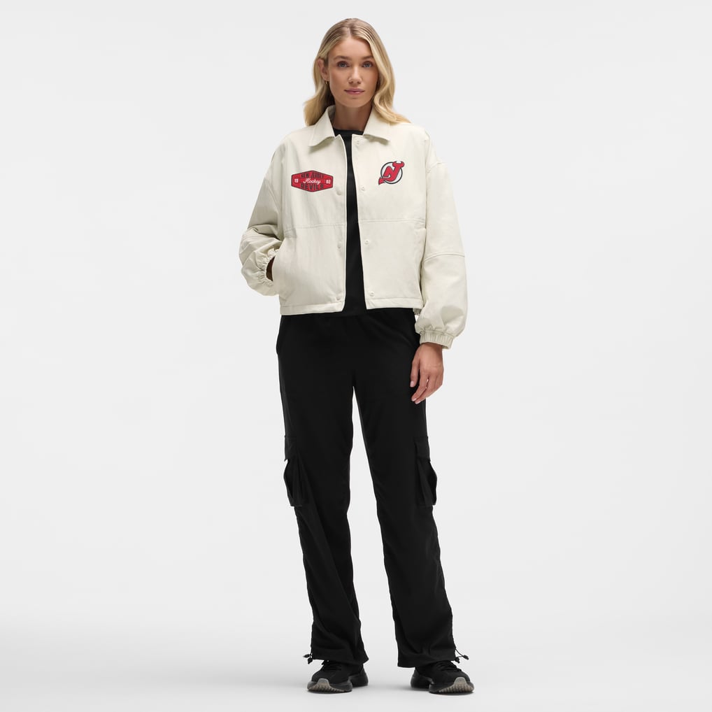 New Jersey Devils lululemon Women's Coach's Full-Button Jacket - Heathered Bone