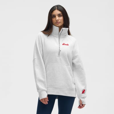  New Jersey Devils lululemon Women's Long Scuba Oversized Half-Zip Funnel Neck - Heathered Core Ultra Light Grey