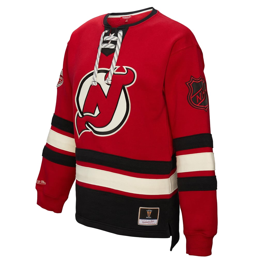 New Jersey Devils Mitchell & Ness Women's Heritage Lace-Up Pullover Sweatshirt - Red