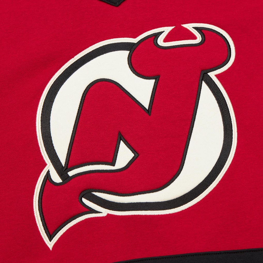 New Jersey Devils Mitchell & Ness Women's Heritage Lace-Up Pullover Sweatshirt - Red