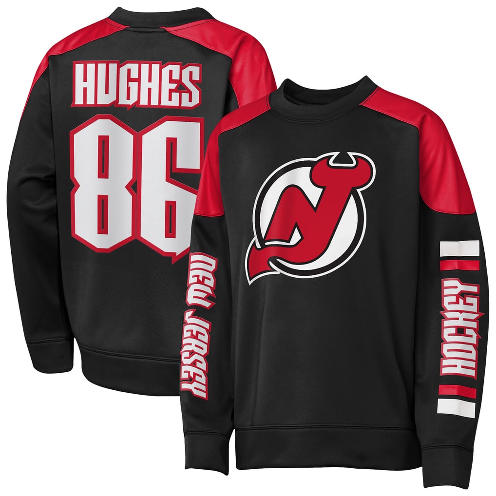 Jack Hughes New Jersey Devils Outerstuff Youth Best Defense Name & Number Crewneck Sweatshirt - Black