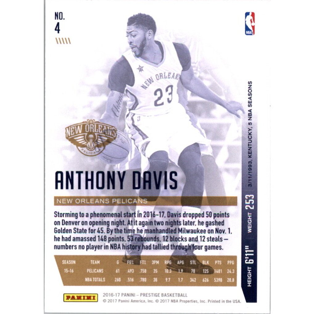 2016-17 Prestige Metallized #4 Anthony Davis