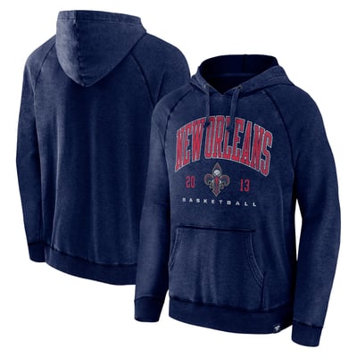 New Orleans Pelicans Fanatics Foul Trouble Snow Wash Raglan Pullover Hoodie - Heather Navy
