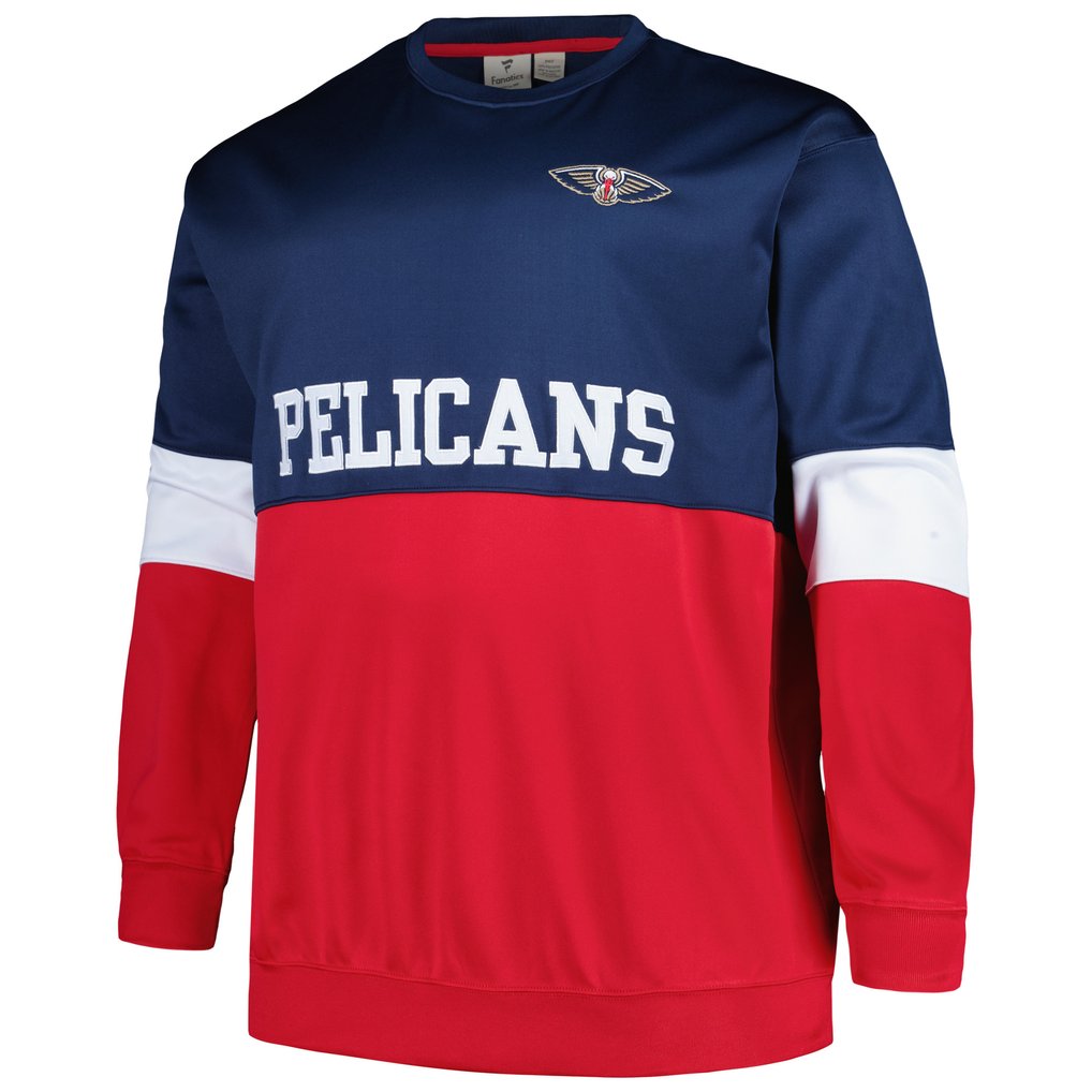 New Orleans Pelicans Fanatics Big & Tall Split Pullover Sweatshirt - Navy/Red