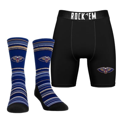 New Orleans Pelicans Rock Em Socks Primary Crew Socks & Boxer Briefs Combo Pack