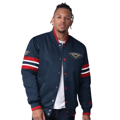 New Orleans Pelicans Starter Scout Varsity Satin Full-Snap Jacket - Navy