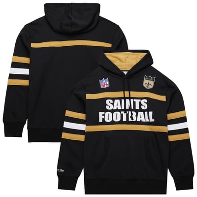  New Orleans Saints Vintage Logo Head Coach Fleece Pullover Hoodie - Black