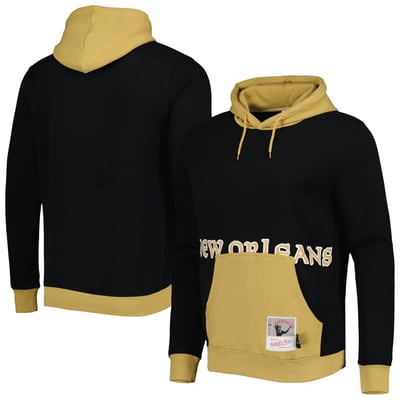New Orleans Saints Mitchell & Ness Big Face 5.0 Pullover Hoodie - Black