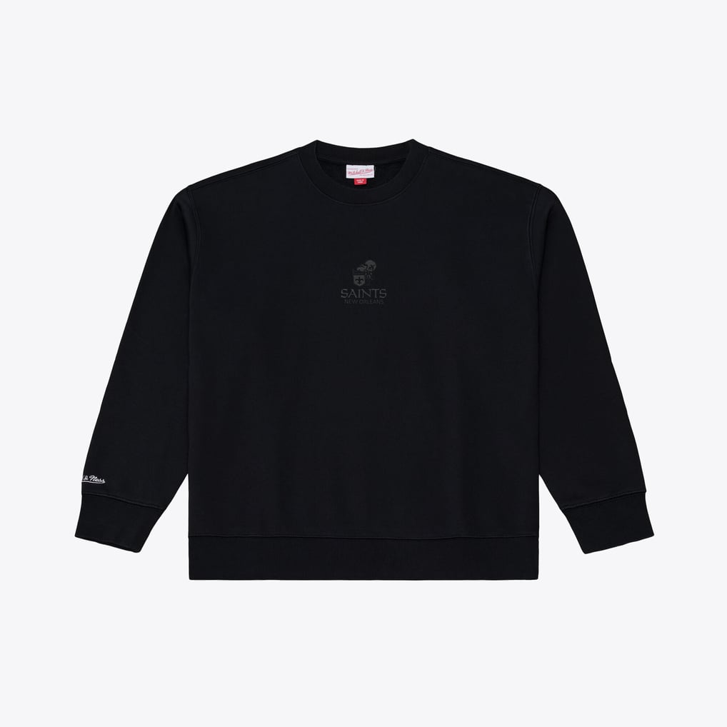 New Orleans Saints Mitchell & Ness Core Essentials Micro Logo Fleece Sweatshirt - Black
