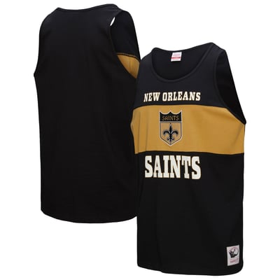 New Orleans Saints Mitchell & Ness Retro Colorblock Tank Top - Black