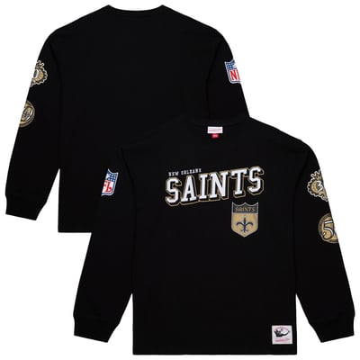  New Orleans Saints Mitchell & Ness Training Camp Vintage Logos Long Sleeve T-Shirt - Black