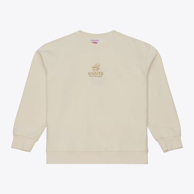 New Orleans Saints Mitchell & Ness Core Essentials Micro Logo Fleece Sweatshirt - Cream
